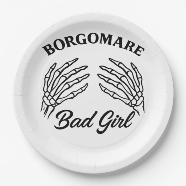 Bgm Bad Girl - Skeleton Heart Hands  Paper Plate (Front)
