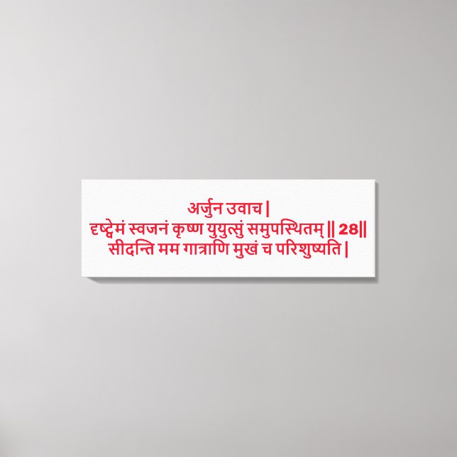 Bhagavad Gita: Chapter 1, Verse 28 Canvas Print. Print (Front)