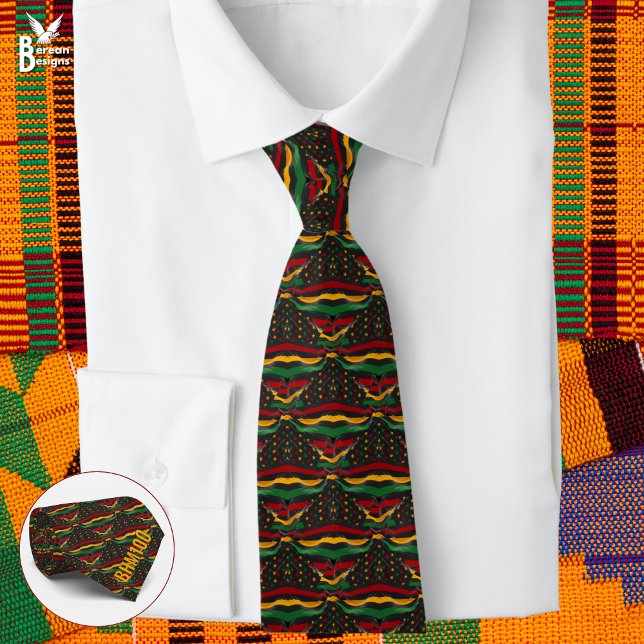 BHM100 Black History Month Centennial Monogram  Tie (African American Stars & Stripes Tie with custom monogram. Ideal for Black History Month Centennial)