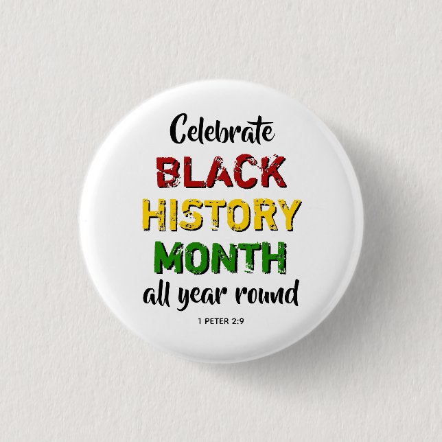 BHM Celebrate Black History Month Christian Bible 3 Cm Round Badge (Front)