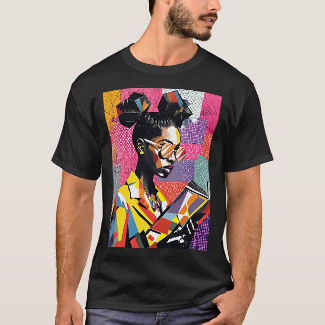BHM Geometric Black History Educated Reading Book T-Shirt (Front)