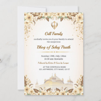 Bhog of Sehaj Path Invitation Card, Path Bhog Card