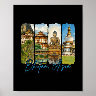 Bhutan Asia Traveling Trip Brushstroke Souvenir Va Poster