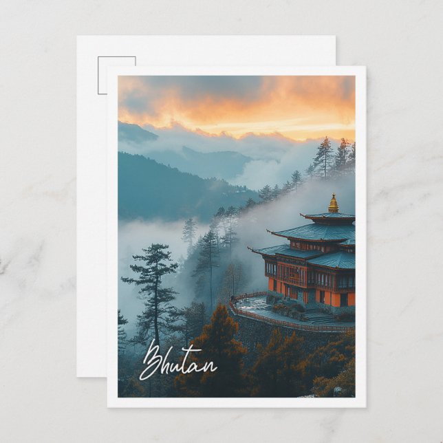 Bhutan beautiful tourist place postcard (Front/Back)