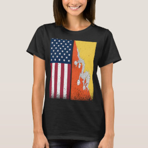 Bhutan Bhutan American Flags Proud USA Bhutan T-Shirt