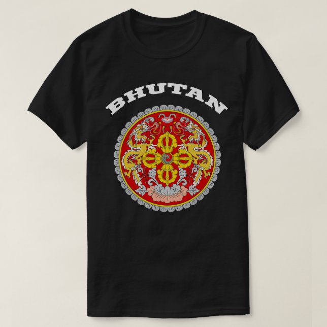 Bhutan Coat of Arms Souvenir Gift Flag Bhutanese  T-Shirt (Design Front)