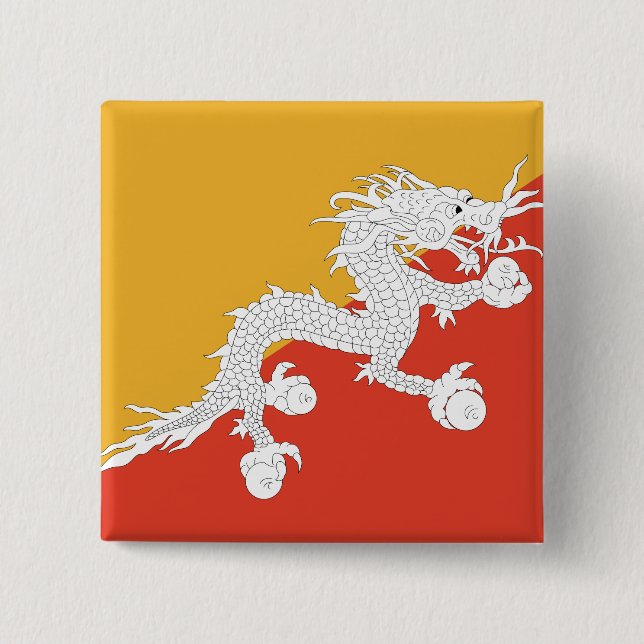 Bhutan Flag 15 Cm Square Badge (Front)