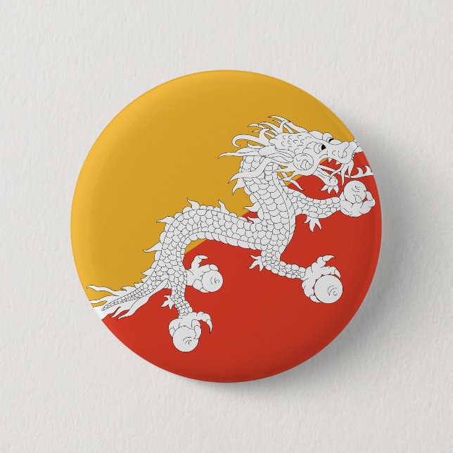 Bhutan Flag 6 Cm Round Badge (Front)