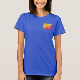 Bhutan Flag and Map dk T-Shirt