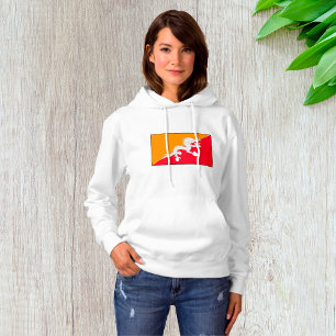 Bhutan Flag Design with White Dragon Hoodie