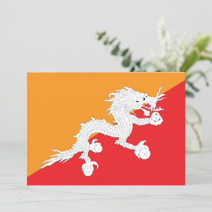 Bhutan Flag Design with White Dragon Invitation