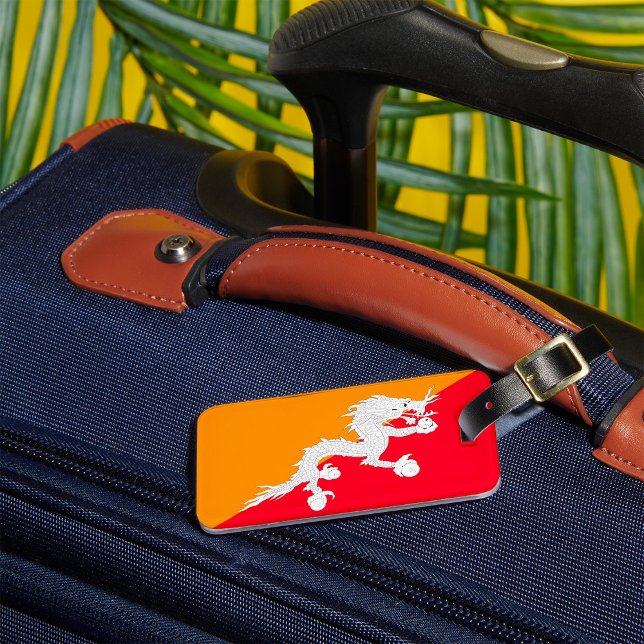 Bhutan Flag Design with White Dragon Luggage Tag (Creator Uploaded)