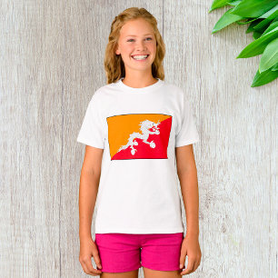 Bhutan Flag Design with White Dragon T-Shirt