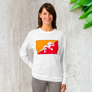 Bhutan Flag Design with White Dragon T-Shirt