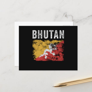 Bhutan Flag Distressed - Bhutanese Flag Postcard