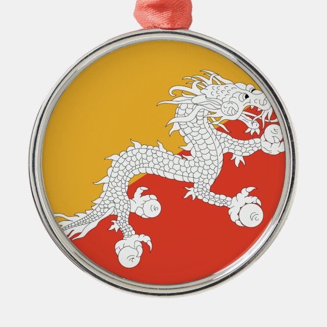 Bhutan Flag Metal Tree Decoration (Front)