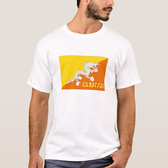Bhutan flag souvenir t-shirt (Front)
