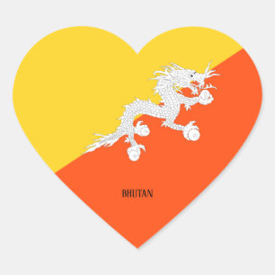 Bhutan Flag Splendid Patriotic Heart Sticker