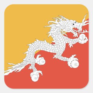 Bhutan Flag Square Sticker