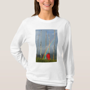 Bhutan, Gangtey village, Rainbow over two T-Shirt