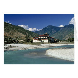 Bhutan, Punaka. The Mo Chhu River flows past