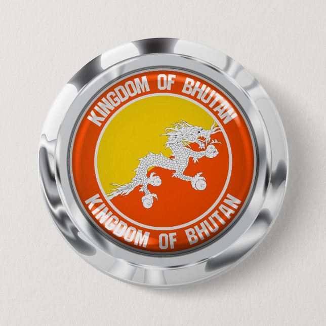 Bhutan Round Emblem 7.5 Cm Round Badge (Front)