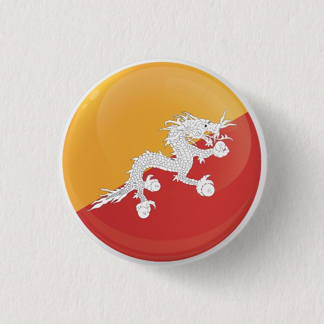 Bhutan  Round Icon Flag 3 Cm Round Badge (Front)