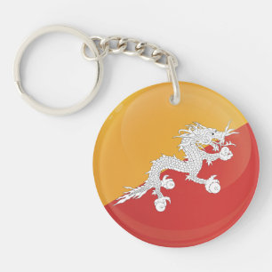 Bhutan  Round Icon Flag Key Ring