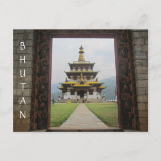 bhutan temple door postcard
