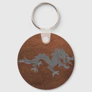 Bhutanese Dragon on Leather Key Ring