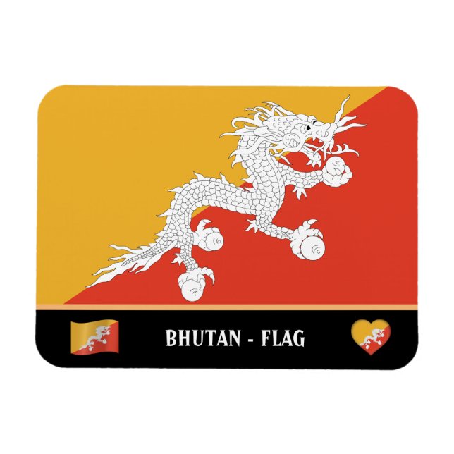 Bhutanese Flag & Bhutanese country / Bhutan dragon Magnet (Horizontal)