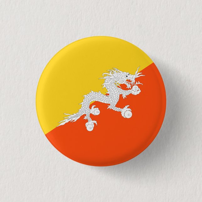 Bhutanese Flag, Flag of Bhutan 3 Cm Round Badge (Front)