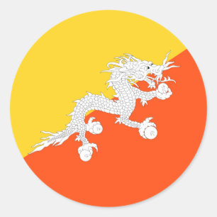 Bhutanese Flag, Flag of Bhutan Classic Round Sticker