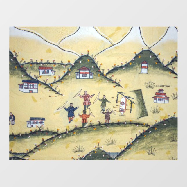 Bhutanese house with archery paintings - Bhutan (Sheet)