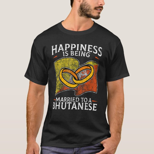 Bhutanese Marriage Bhutan Married Flag Wedded Cult T-Shirt (Front)