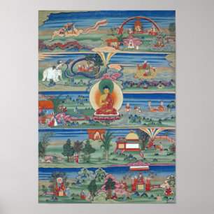 Bhutanese painted thanka of the Jataka Tales Poster