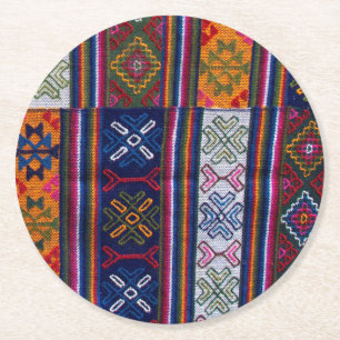 Bhutanese Textile Round Paper Coaster