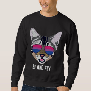 Bi and Fly Funny Cat Bisexual Bi Pride Sweatshirt