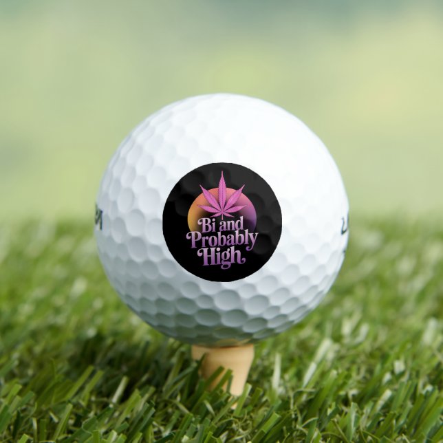 Bi And Probably High Bisexual Pride Flag LGBT Weed Golf Balls (Insitu Tee)