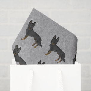 Bi-Black German Shepherd Cartoon Dog Pattern Grey Tissue Paper