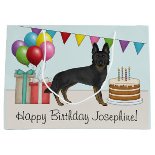 Bi-Black German Shepherd Colourful Happy Birthday Large Gift Bag