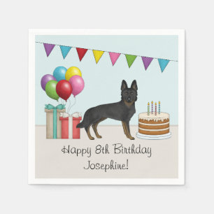 Bi-Black German Shepherd Colourful Happy Birthday Napkin