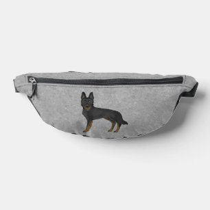 Bi-Black German Shepherd Cute Cartoon Dog Grey Bum Bags