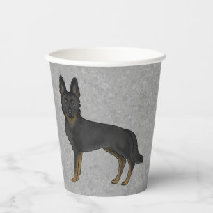 Bi-Black German Shepherd Cute Cartoon Dog Grey Paper Cups
