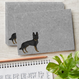 Bi-Black German Shepherd Cute Cartoon GSD Dog Grey Envelope