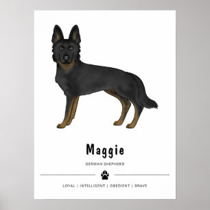Bi-Black German Shepherd Cute Dog And Custom Text Poster