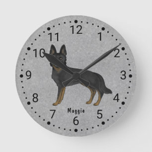Bi-Black German Shepherd Cute Dog Numbered Clock