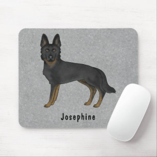 Bi-Black German Shepherd Dog And Custom Name Grey Mouse Pad