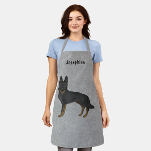 Bi-Black German Shepherd Dog And Custom Text Grey Apron