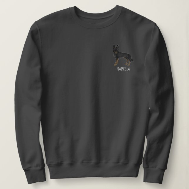 Bi-Black German Shepherd Dog With Custom Text Sweatshirt (Design Front)